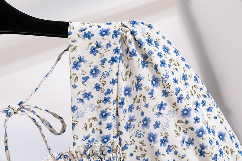 Summer Pleated Women Chiffon Dresses Casual Beach Holiday Short Sleeve Square Collar Woman Midi Dress Bohemian Mujer Vestidos 