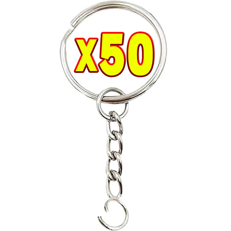 50/200Pcs Stainless Steel Metal Blank Keyring DIY Jewelry Accessories Metal Keychain Ring Hang Chain Car Doll Pendant Hang Chains