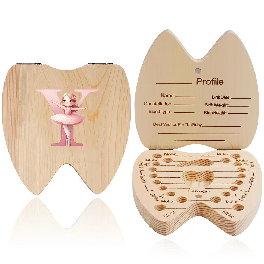 Wooden Baby-Tooth Keepsake Box, Letter Options