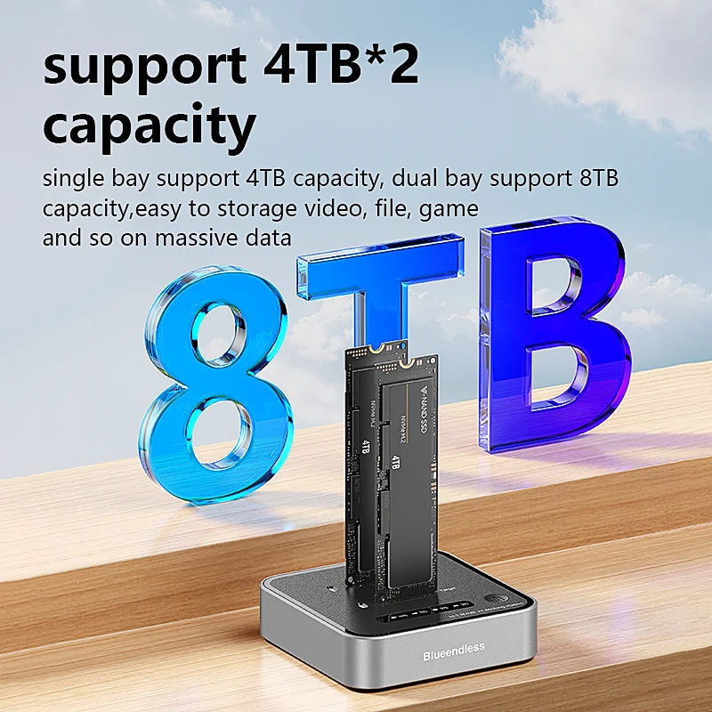 SD08 Dual-Bay M.2 NVMe SSD Dock and Cloner