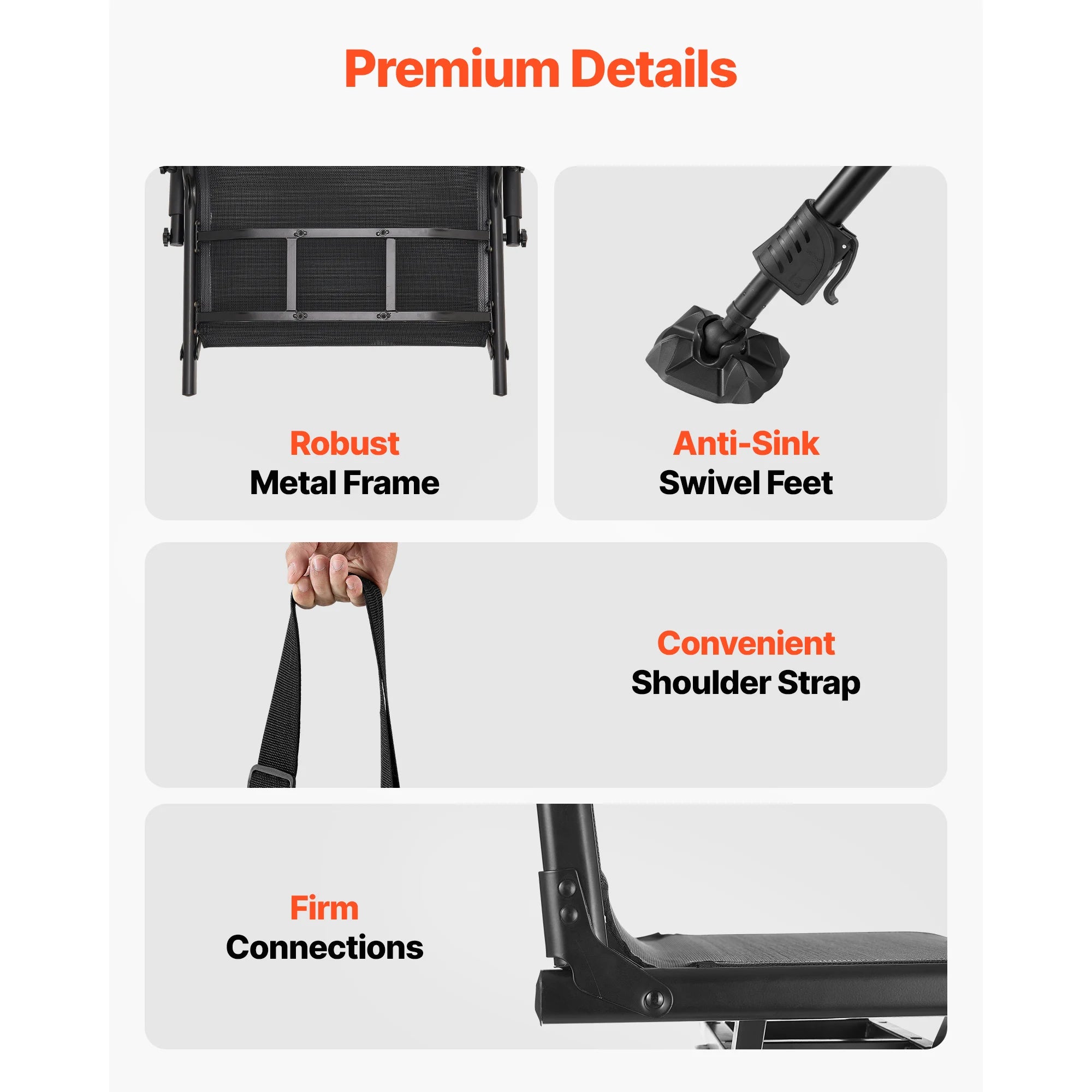 SucceBuy Hunting Chair 360° Silent Swivel Foldable Blind Chair Steel Frame Ground Stool Seat 300Lbs/350Lbs Capacity for Fishing