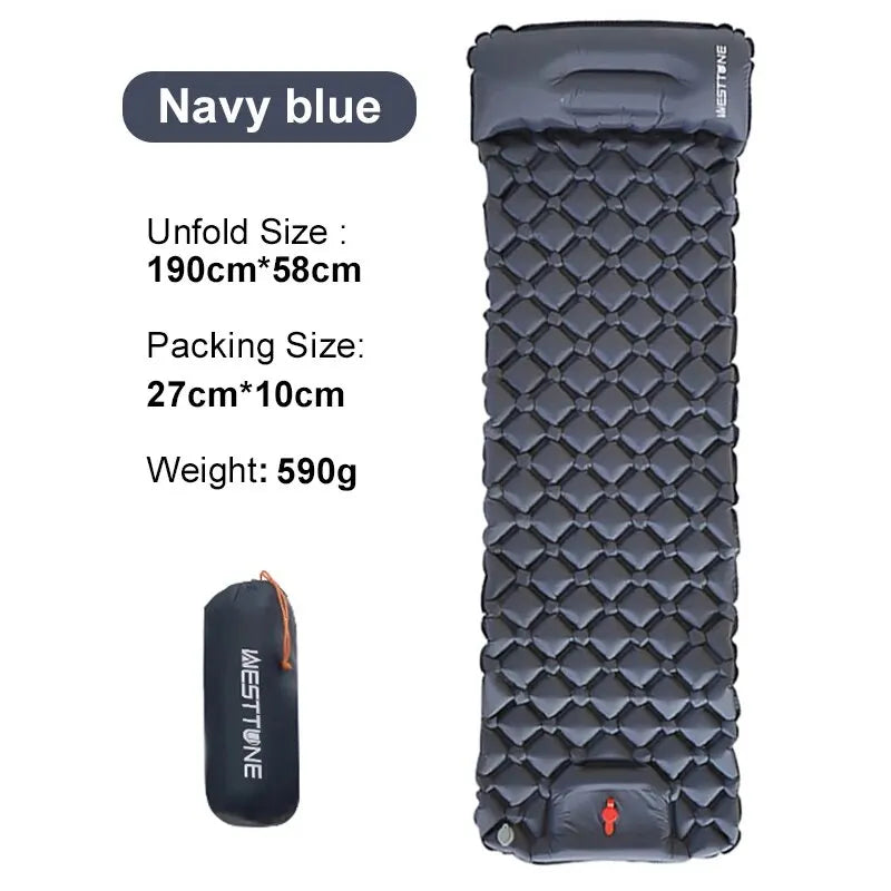 Camping Inflatable Mattress with Built-In Pump and Pillow