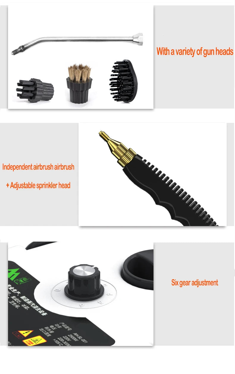 2500W Portable Steam Cleaner High Temperature Sterilization Pressure Jet Washer Machine for Home Car Kitchen Air Conditioner 