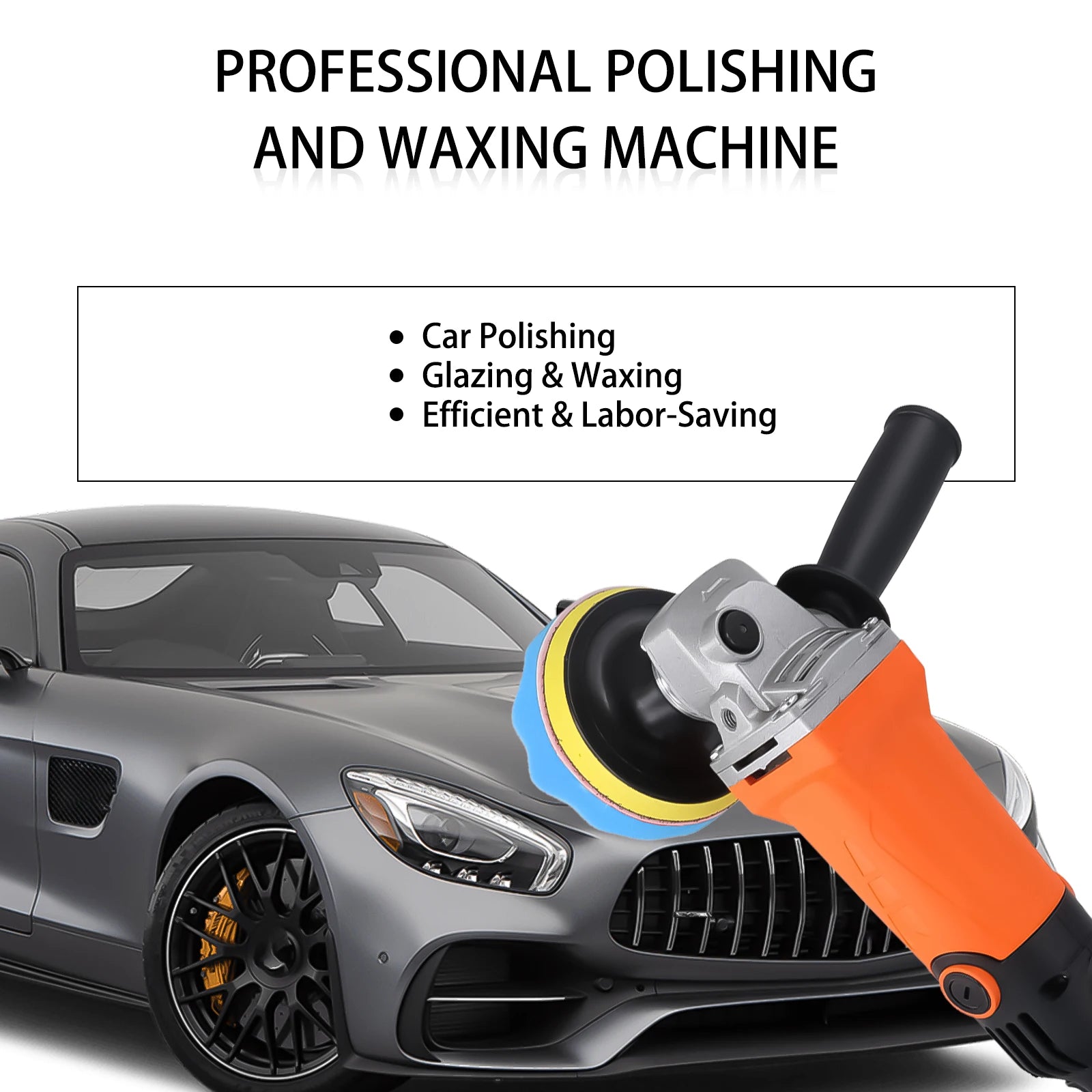 Podofo 1200W Rotary Car Buffer Polisher Waxer Detachable Handle for Boat Car Polishing and Waxing 8800RPM Sponge Rotary Polisher 