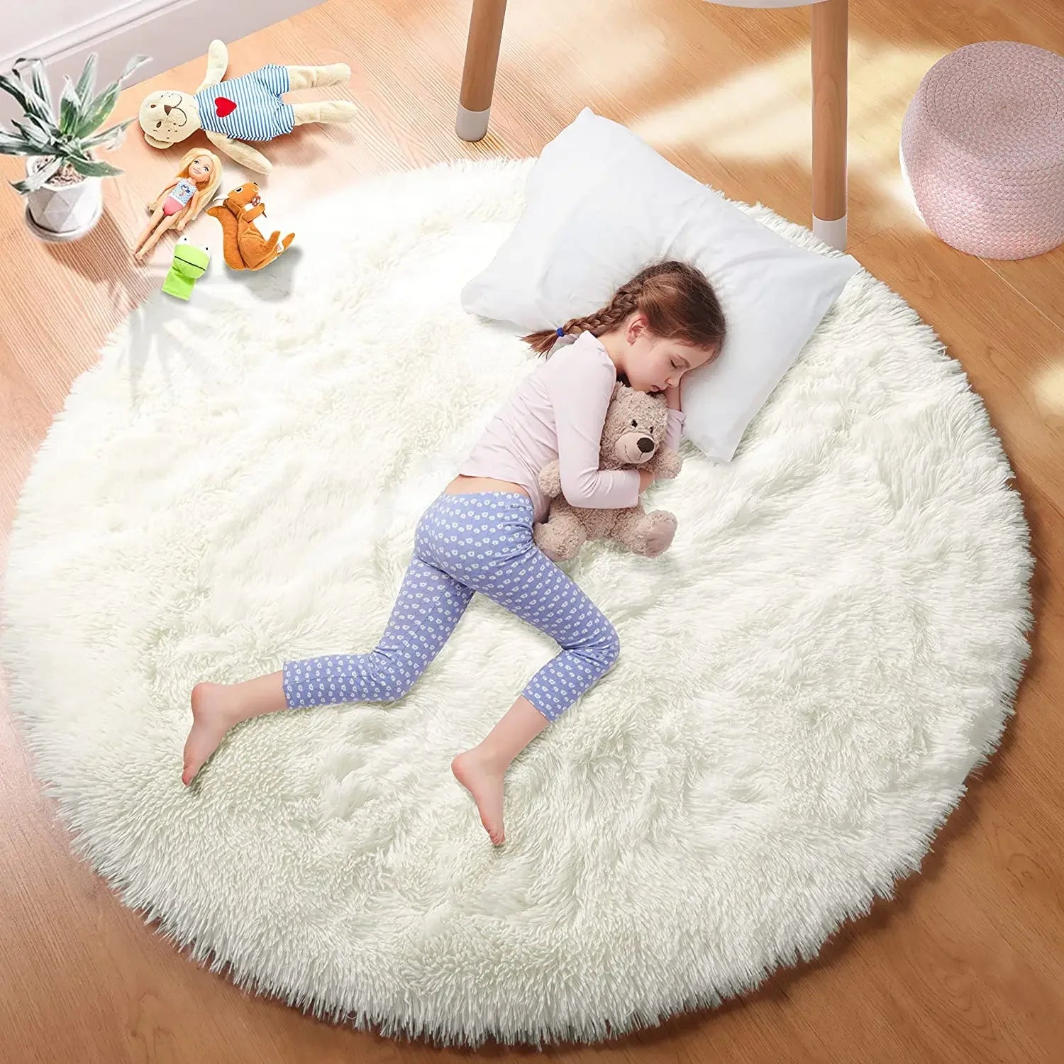 Super Soft Plush Round Rug Mat Fluffy White Carpets For Living Room Home Decor Bedroom Kid Room Decoration Salon Thick Pile Rug 