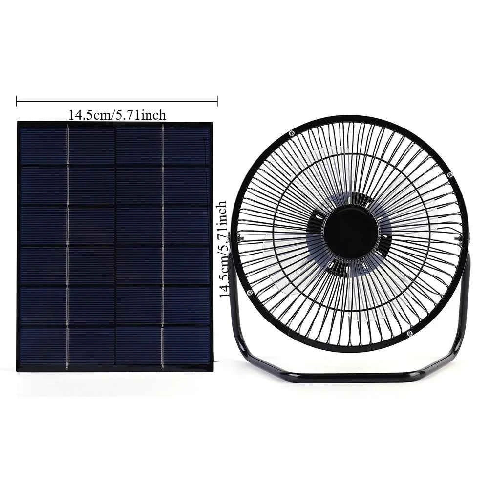 Solární nabíječka s mini ventilátorem, USB ventilátor 14,5*15 cm, solární panel napájený ventilátor pro domácnost/kancelář/venkovní cestování a kempování