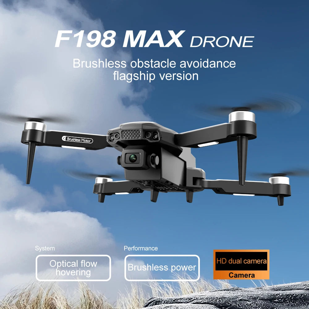 New F198 Drone Professional Dual Camera With 1080P WIFI FPV HD Aerial Photography Wide Angle Brushless RC Foldable Quadcopter 