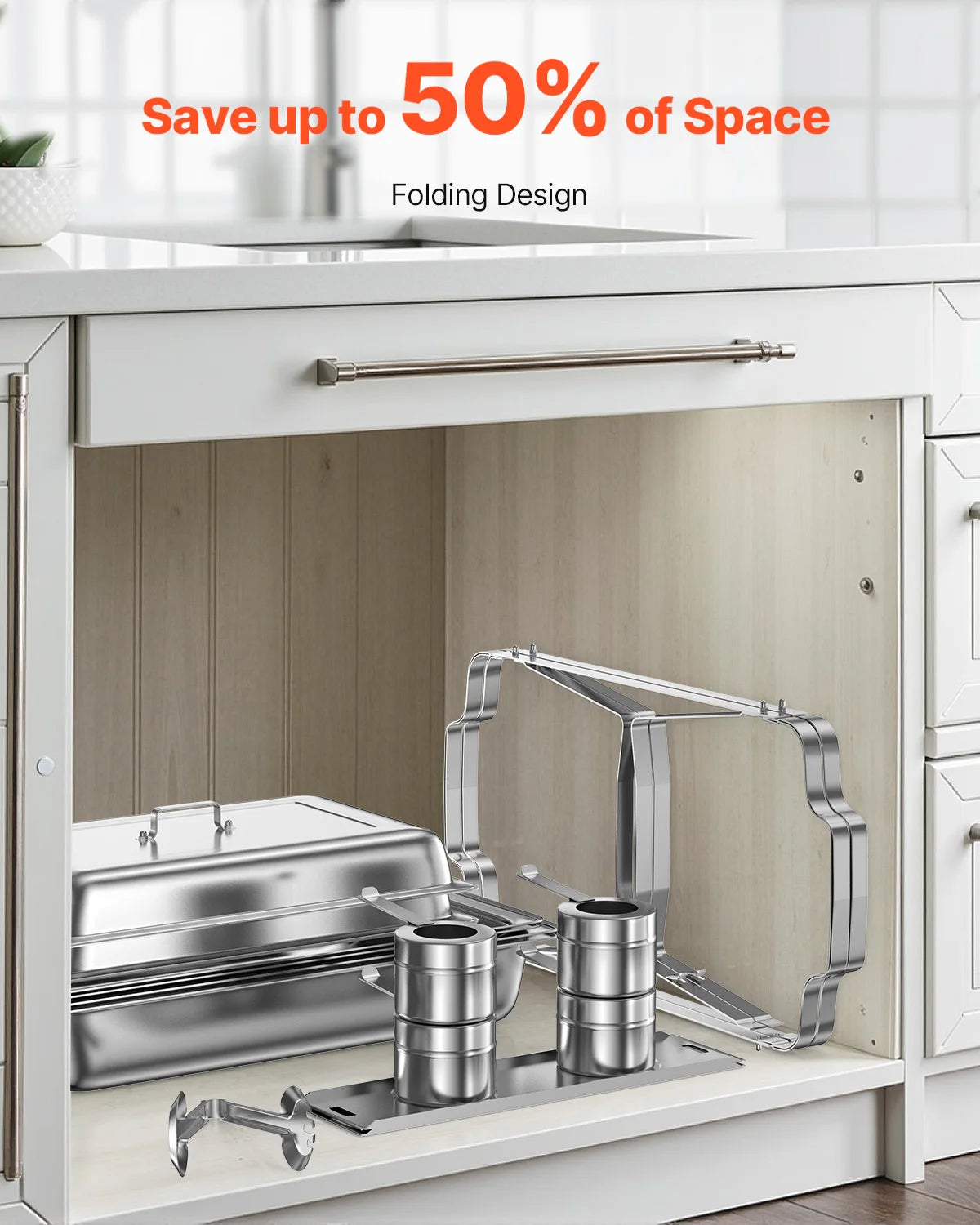 Ensemble de 4 ou 6 plats de maintien au chaud en acier inoxydable de 8 Qt avec couvercle