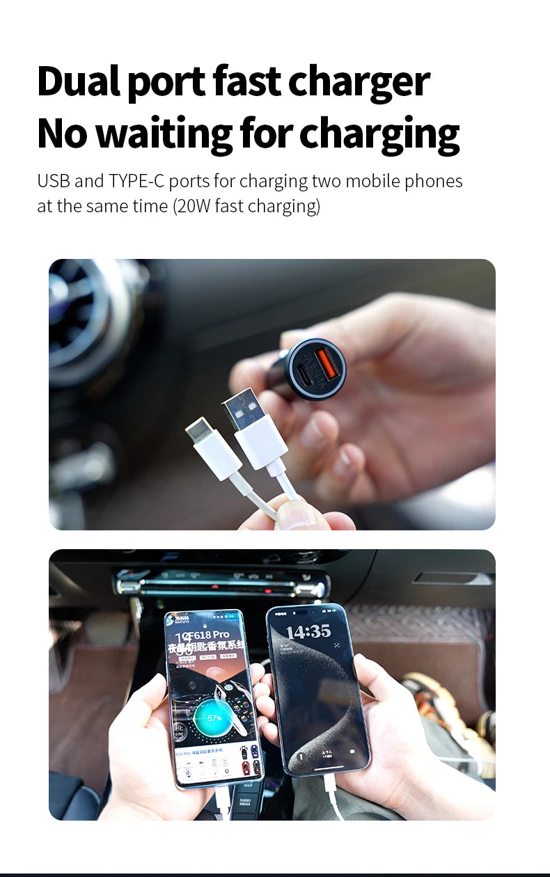 Universal Mini Car Charger Cigarette Lighter USB Type-C Adapter Hidden GPS Locator Track For IOS Apple System Find My