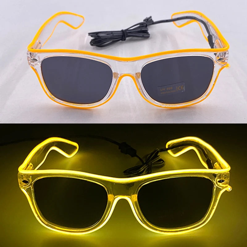 1PC Light Up LED Glasses Glow Sunglasses EL Wire Neon Glasses Glow in The Dark Party Supplies Neon Party Favors for Kids Adults 