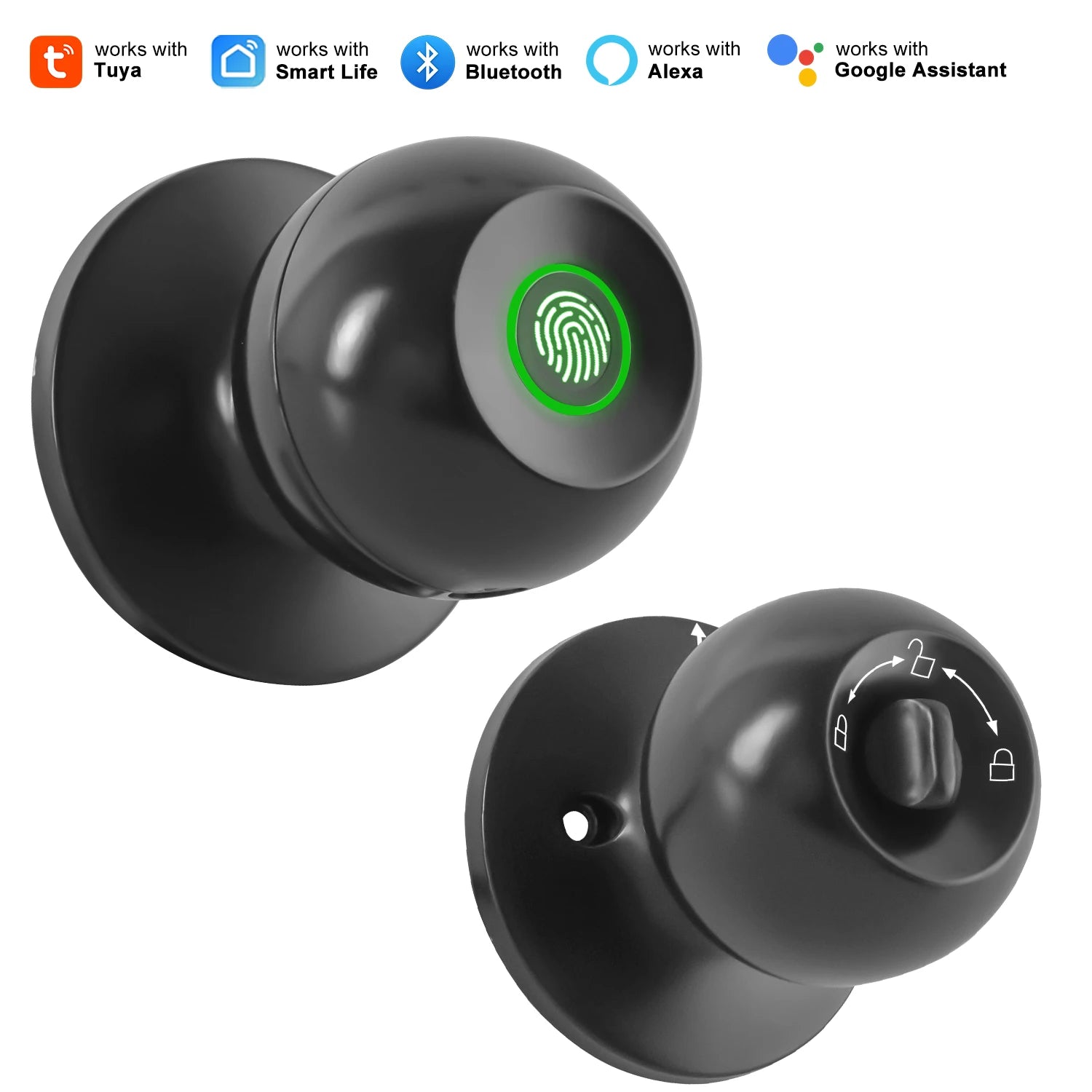 Smart Fingerprint Door Knob Lock with App Control