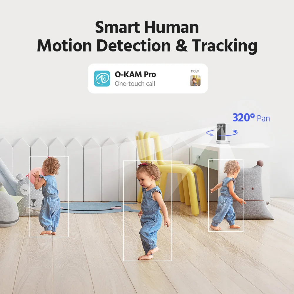 Smart Video Calling Camera with 2.4" IPS Screen and 320° Pan
