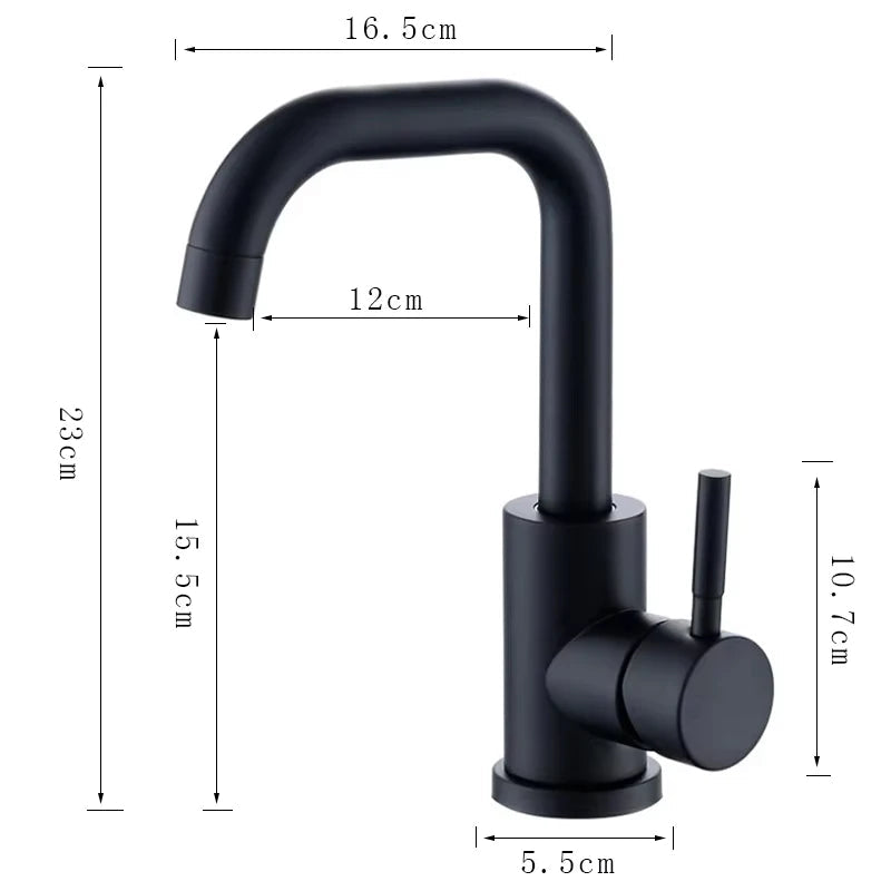 Black Nickel Bathroom Basin Faucet 304 Stainless Steel Hot Cold Wash Mixer Crane Tap 360 Rotation Sink Faucets Single Handle 