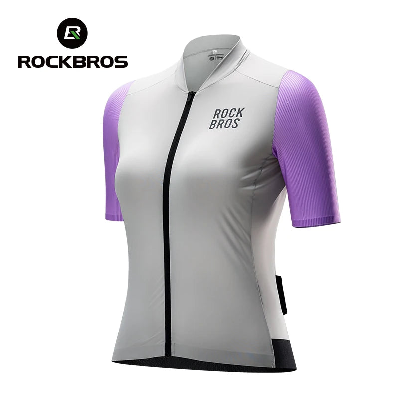 ROCKBROS letní cyklistický dres vysoce elastický měkký lehký prodyšný krátký rukáv cyklistický dres 3D střih dámské cyklistické oblečení