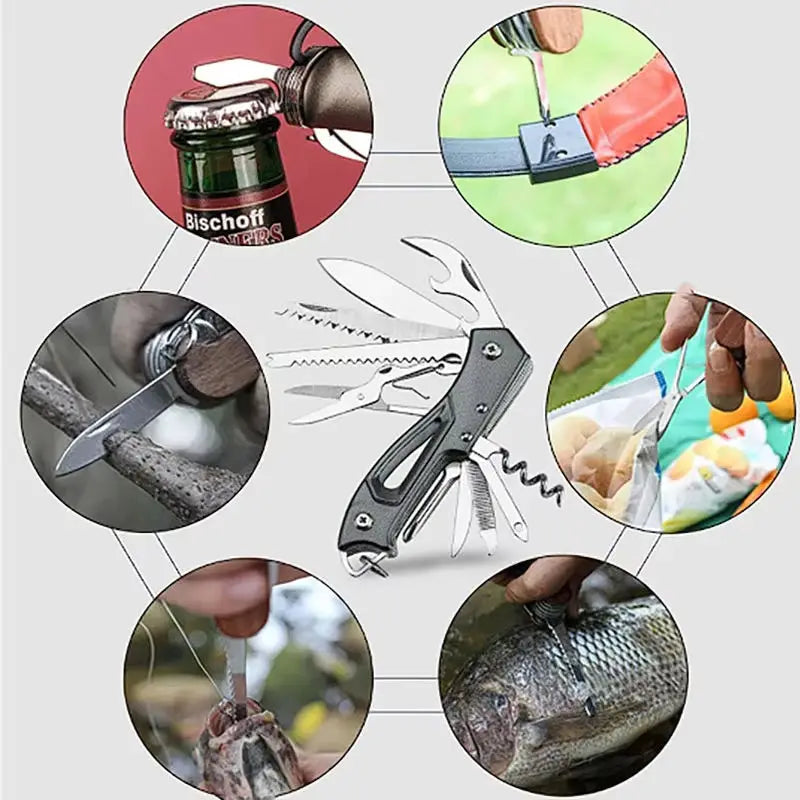 Outdoor Multitool Folding Swiss Knife Camp EDC Knife Portable Scissors Bottle Opener Military Fold Pocket Knife Protect Tool 