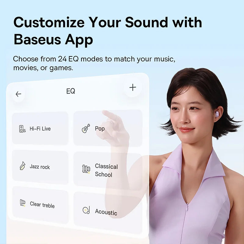 Căști fără fir Baseus Bass WM02s, Bluetooth 6.0, TWS, mini și compacte, confortabile la purtare, autonomie de 36 de ore, IPX5
