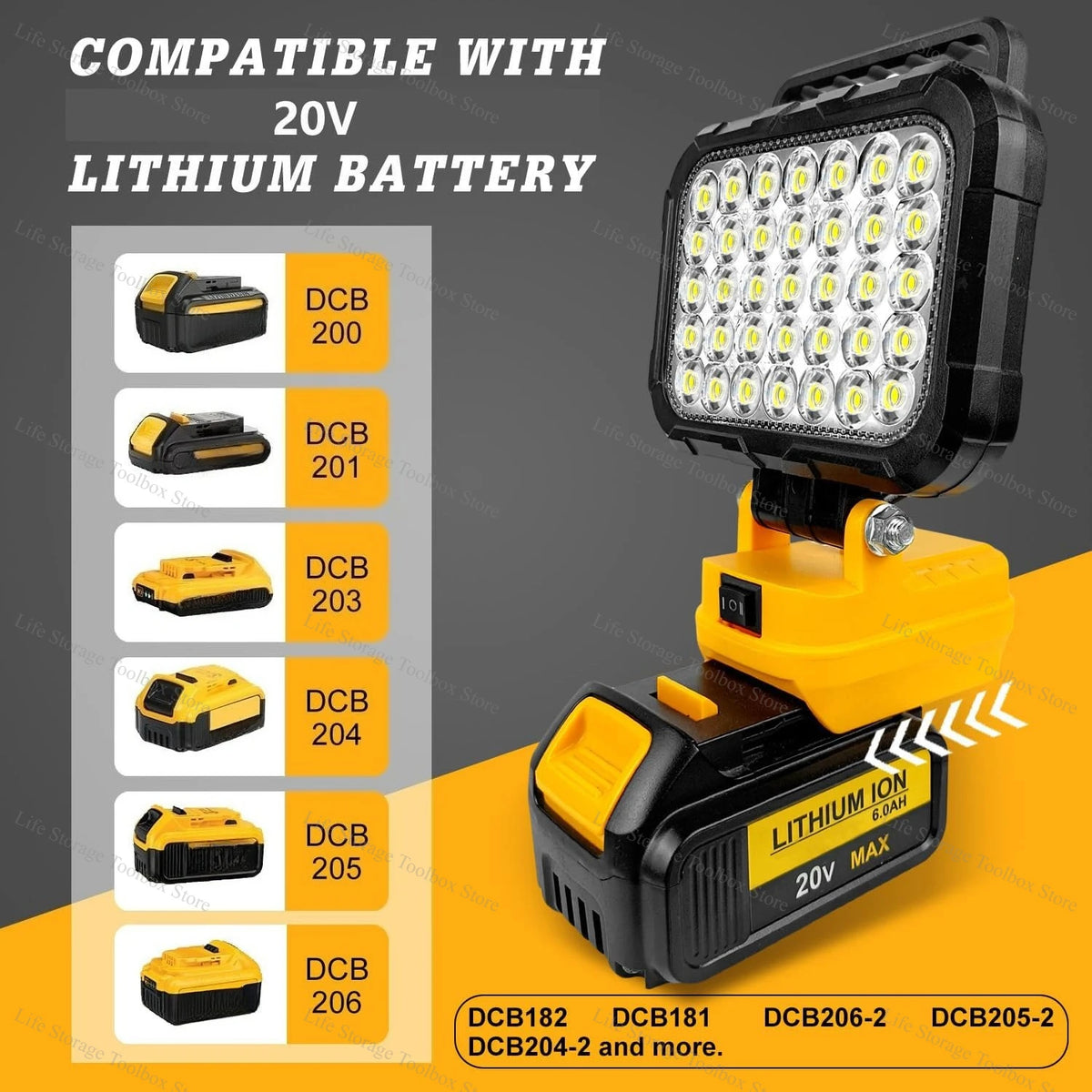 Cordless LED Work Light with USB Port, 3- to 8-Inch Options