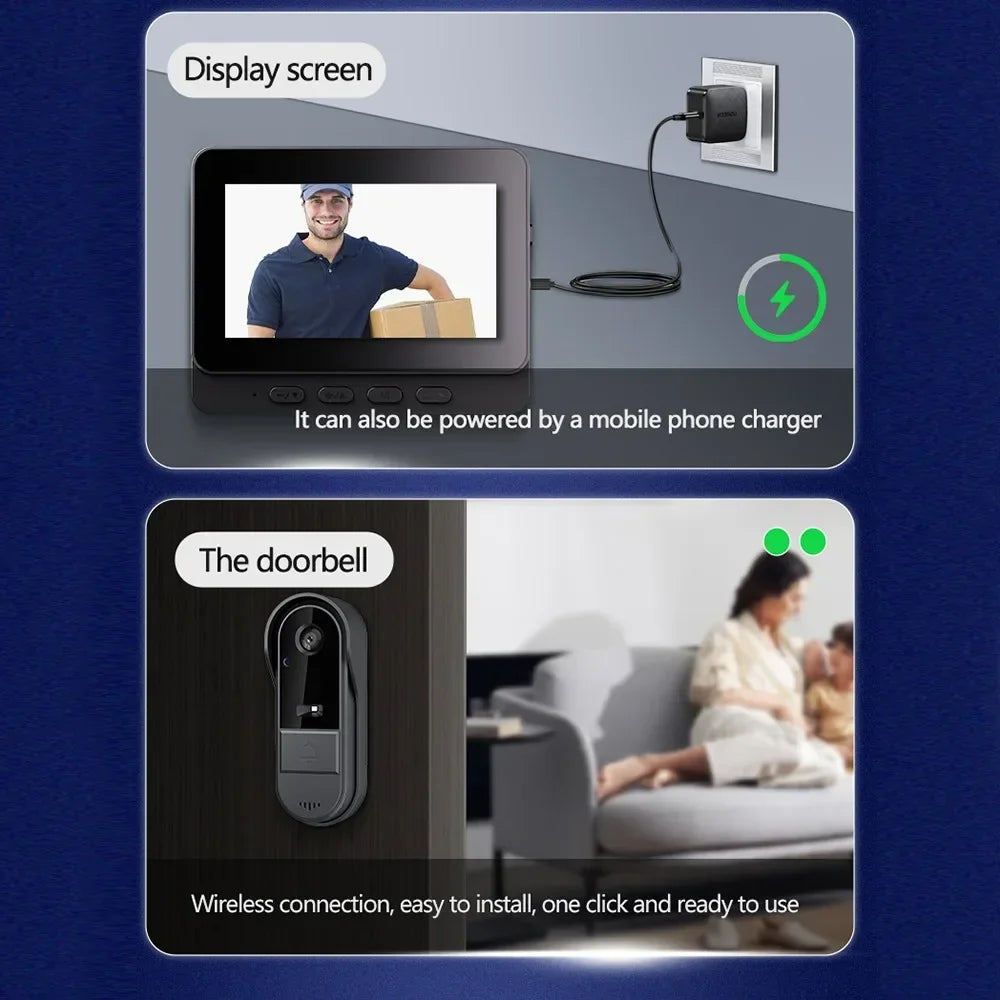 4.3inch 2.4G  Wireless Video Doorbell Camera WIFI Night Vision Smart Home Security Door Bell Two Way Intercom For Home Spy-shop.com