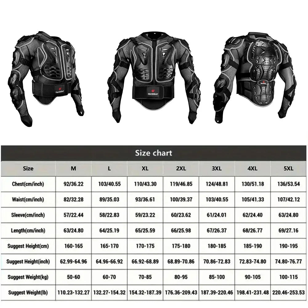 Motorcycle Full Body Armor Jacket with Spine Chest Protection