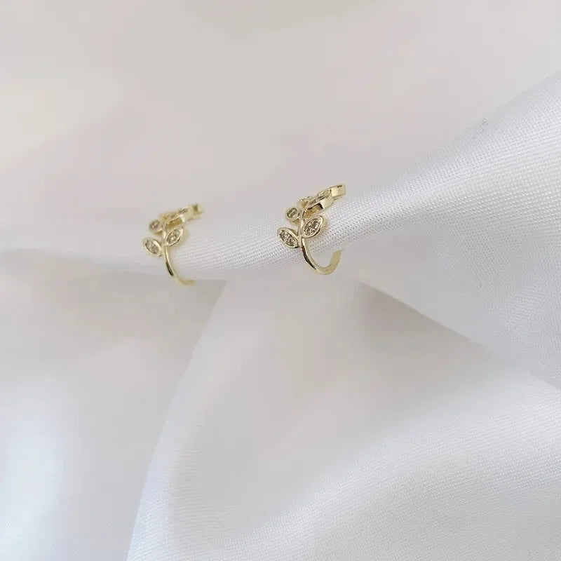 1Pc Hot Sale Cute Metal Leaf Earcuff Clips On Earring for Women Girls, No Fake Piercing Cartilage Earrings Ear Ring Without Hole 