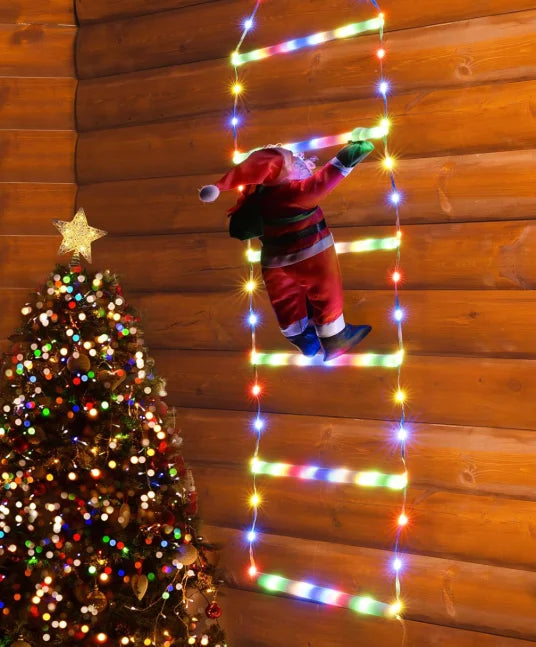1.5/3M Christmas Decoration LED Santa Claus Climbing Ladder Light USB Plug 8 Flashing Modes Suitable Home Xmas Tree Wall Window 