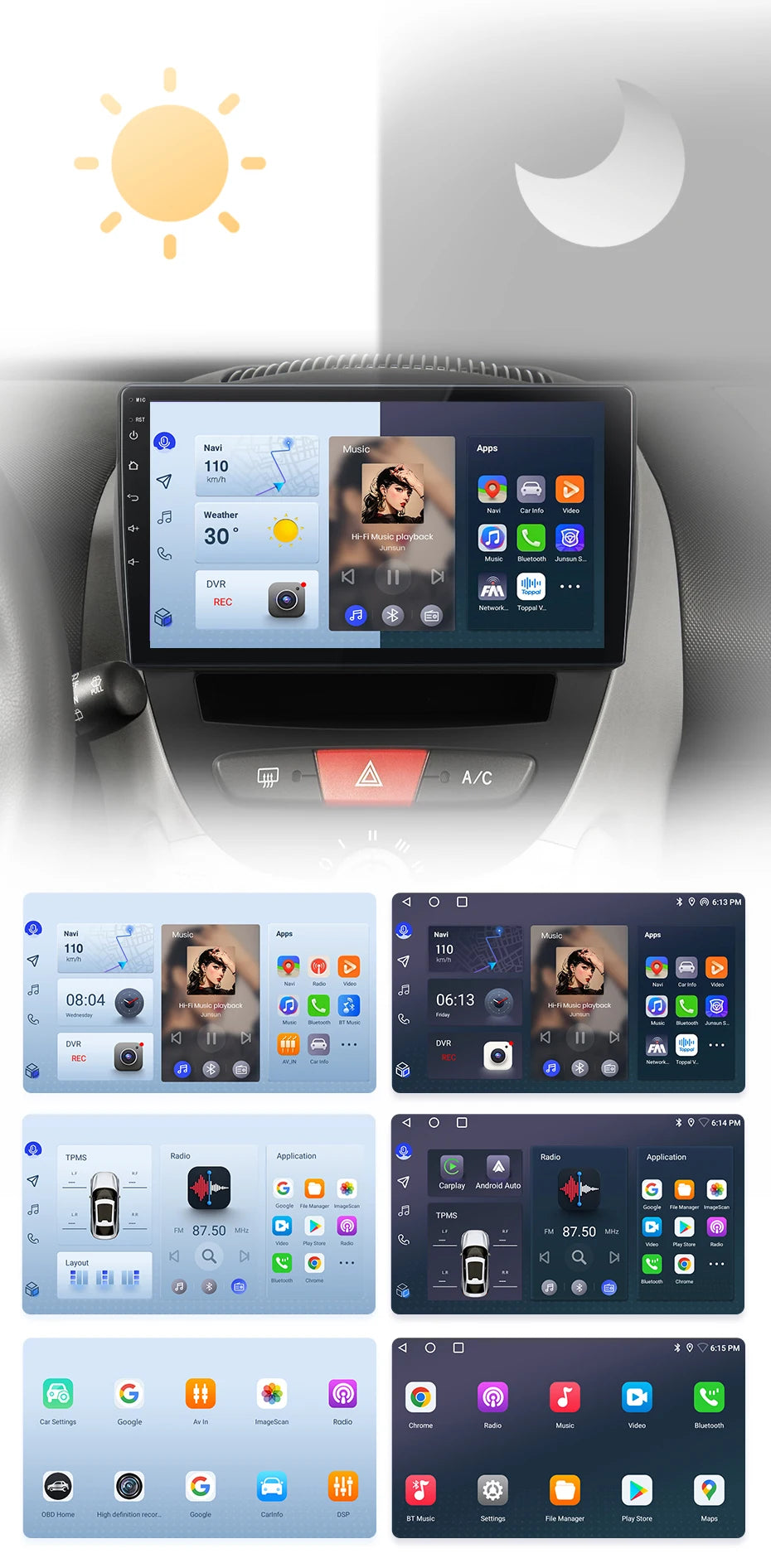 Junsun V1 Plus Car Radio with Wireless CarPlay & Android Auto