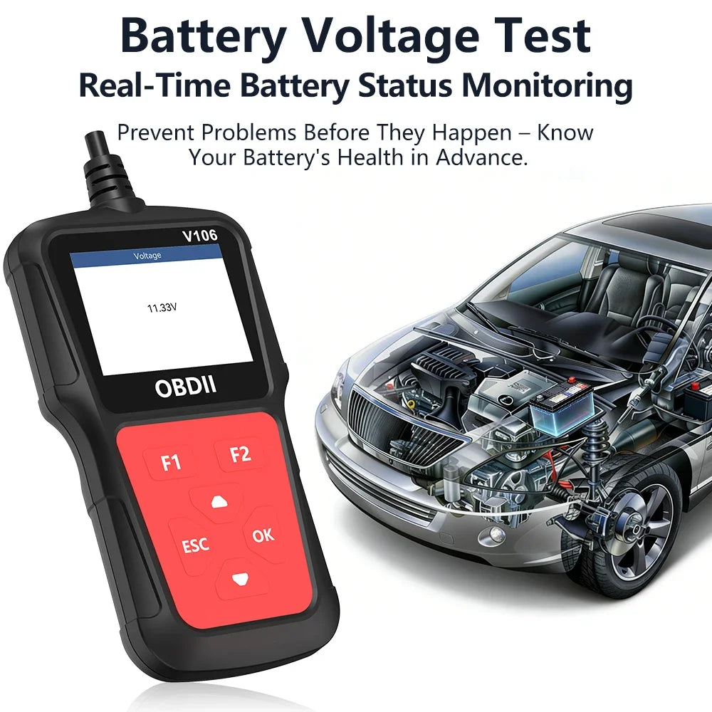 V106 OBD2 Engine Code Reader with Live Data & Colour Screen