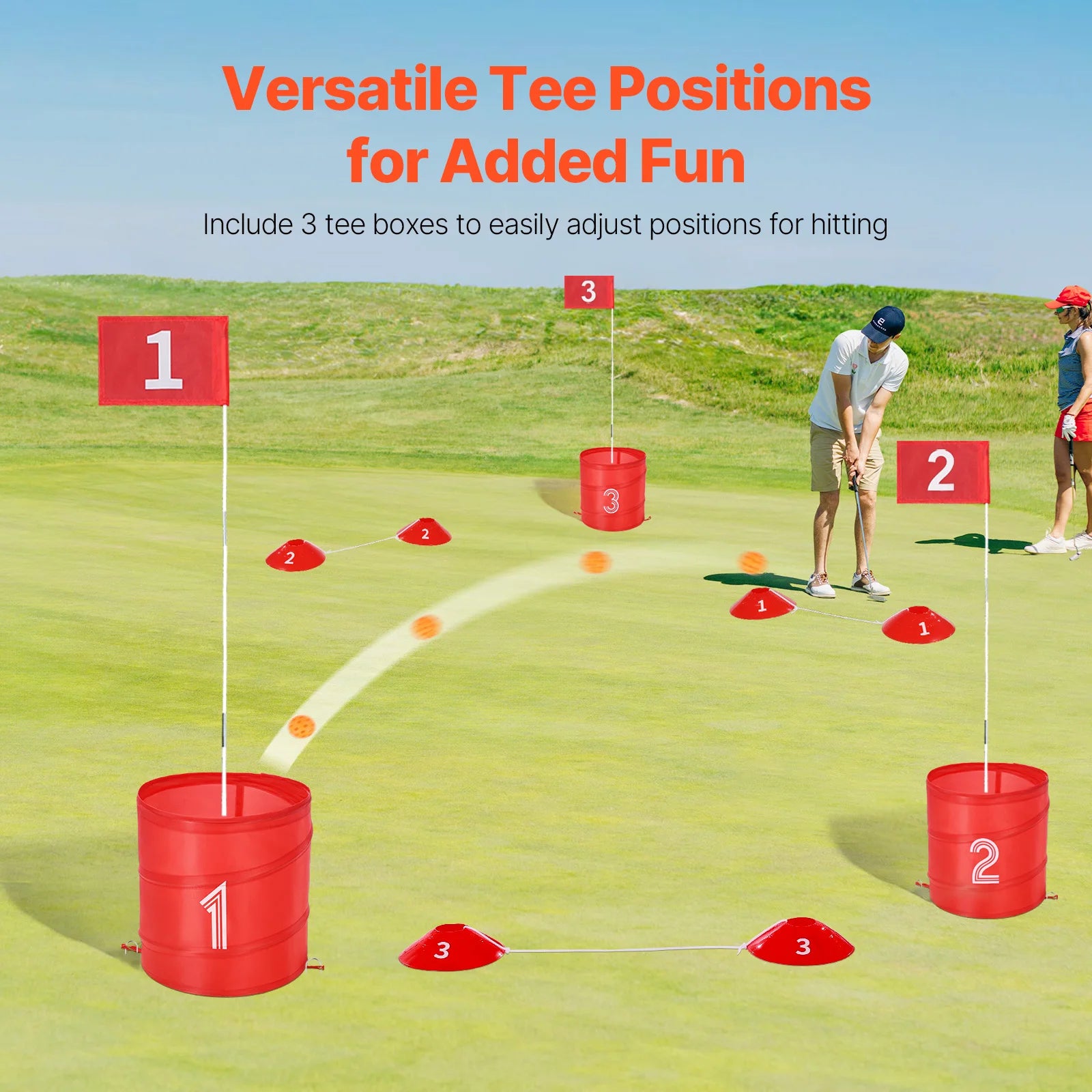 SucceBuy 3/6/9 Hole Backyard Golf Game Portable Bucket Golf Course Practice Chipping Games for Family Outdoor Sports