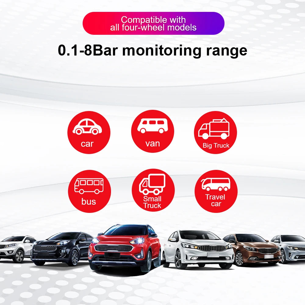 Solar TPMS Tire Pressure Monitoring System with External Sensors