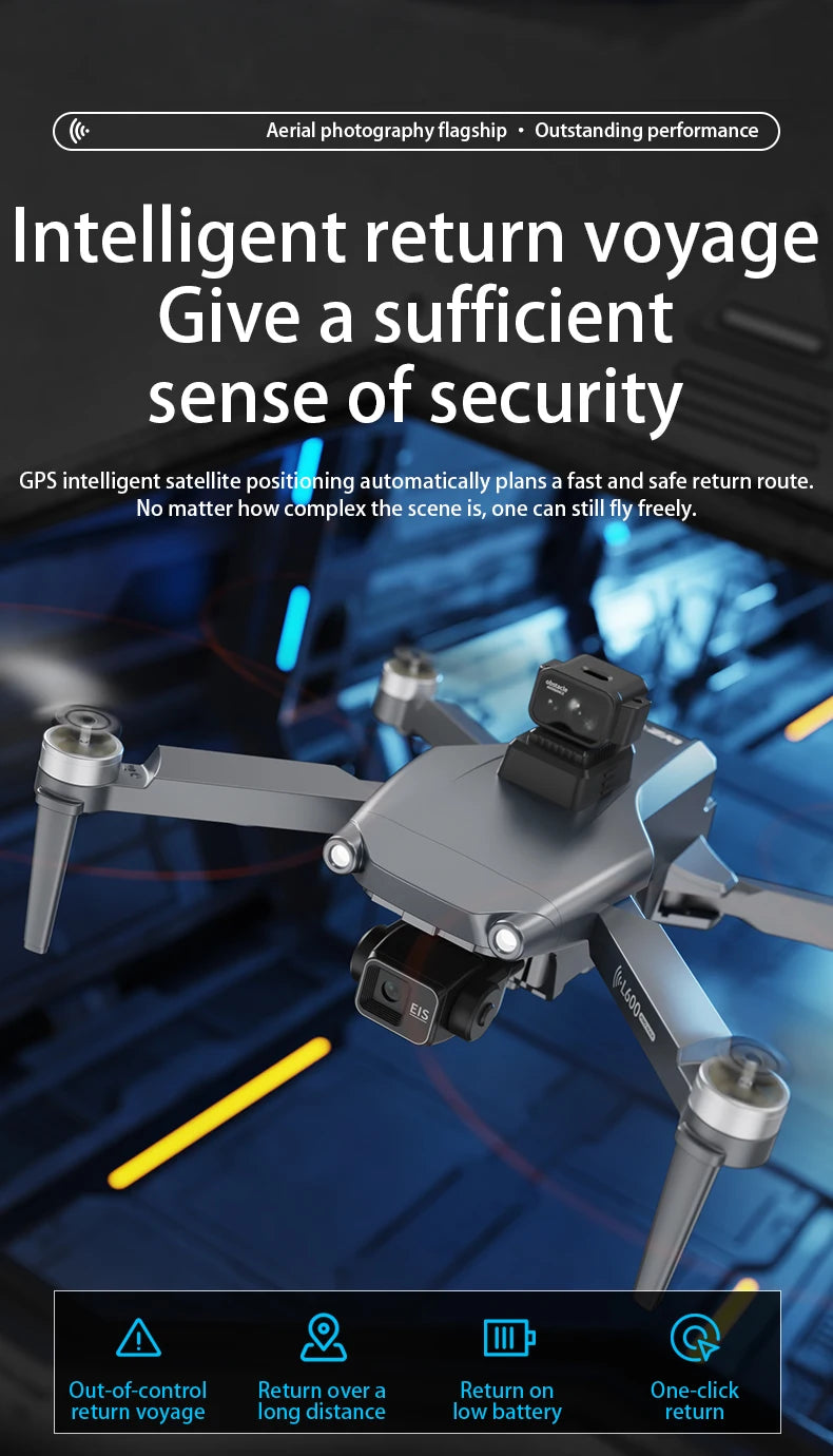 L600 PRO MAX GPS Drone Professional 8K Camera 3-axis Gimbal Aerial 5G WIFI FPV Brushless Motor 360 ° Laser Obstacle Avoidance Optical Flow Hover with Large Screen Remote Control Aircraft Folding Quadcopter Drones Kids Toys G