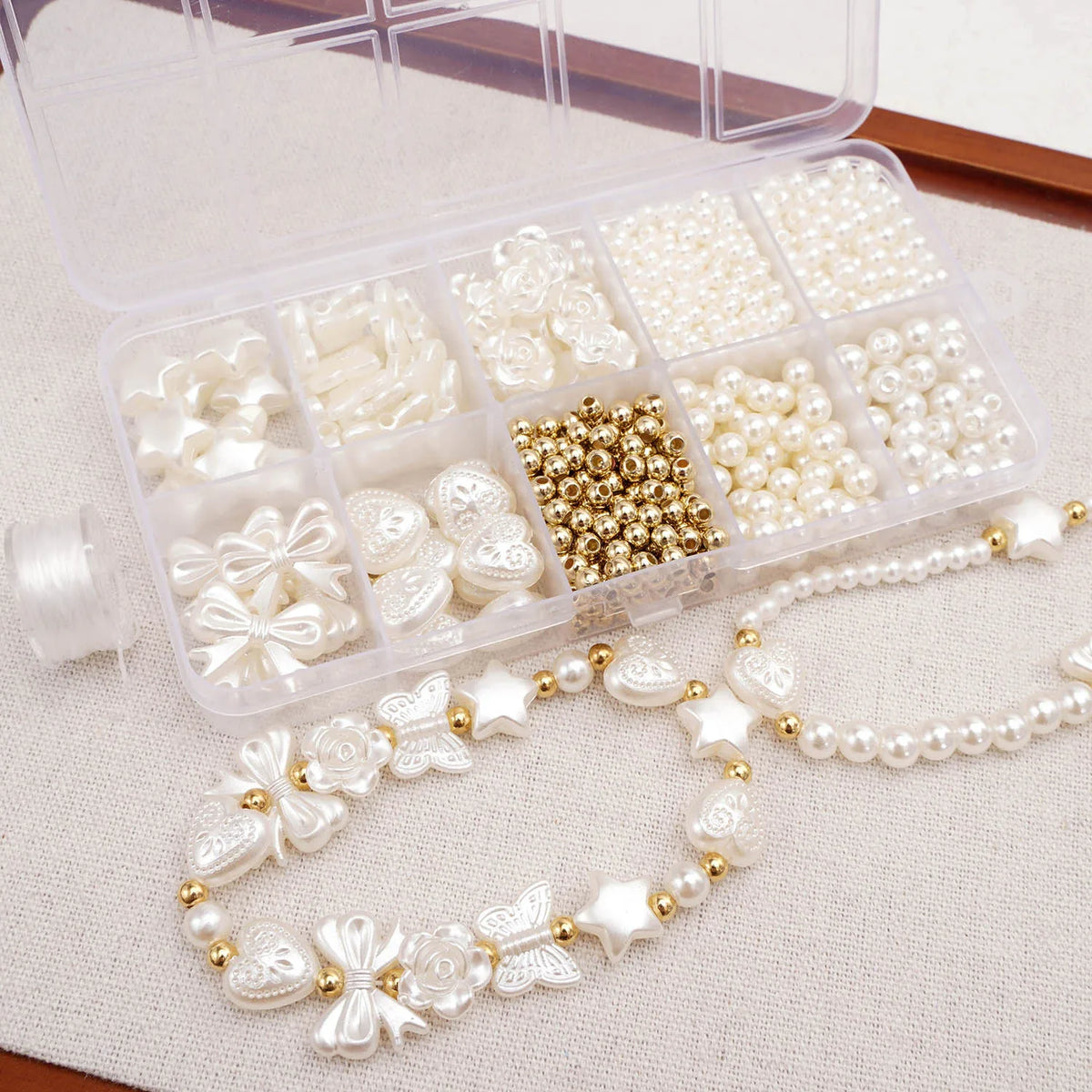 800-Piece White Faux Pearl Bead Kit for Jewellery Making