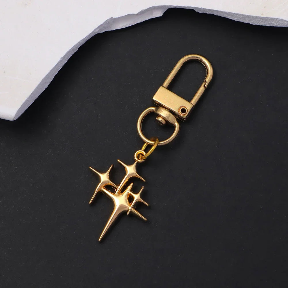 Silver Star Moon Metal Keychain