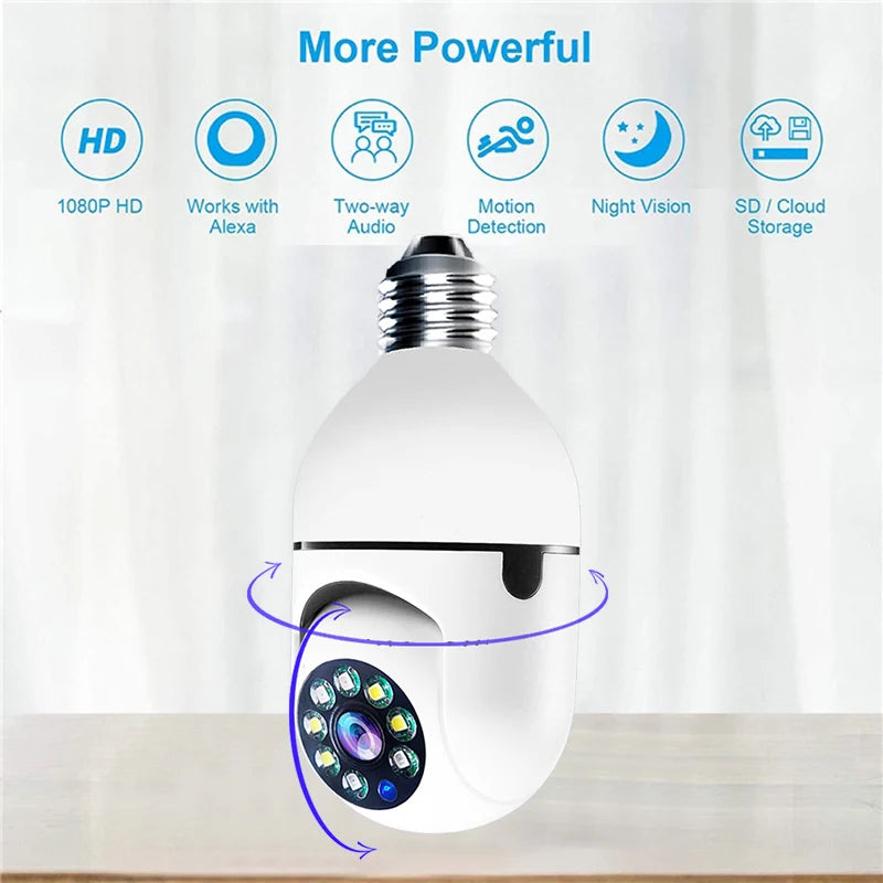 1080P HD E27 Bulb Surveillance Camera Anti-theft Outdoor Indoor Security Monitor Wireless WiFi Camera Night Vision Audio IP Came 