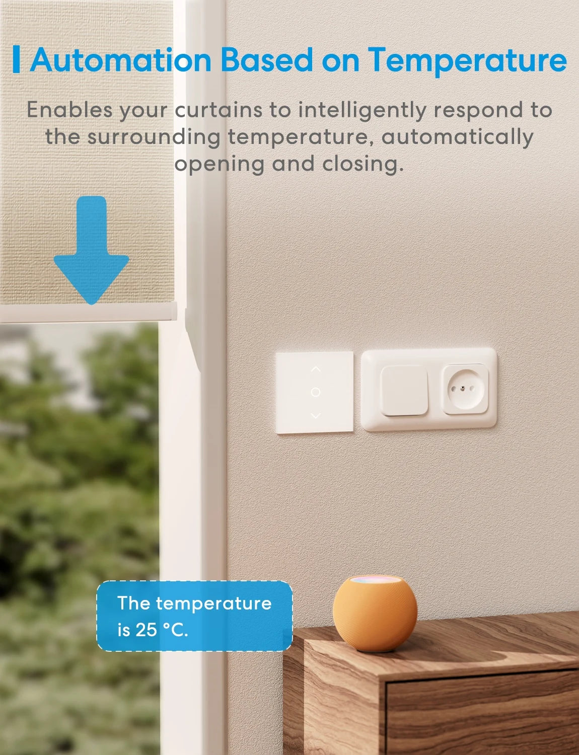 Meross Smart Matter EU Roller Shutter Timer (MRS100MA) Voice Control Percentage-Based Control  Work with Alexa,Apple Hone .