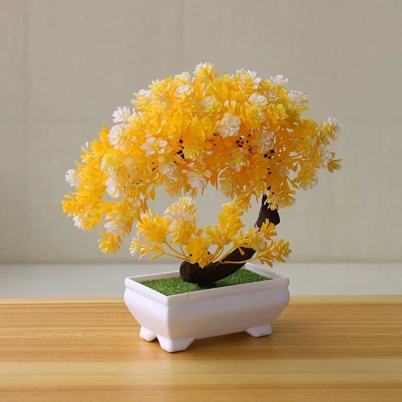 Artificial Plants Bonsai Simulated Tree Potted Plants Fake Flowers Table Potted Ornaments 