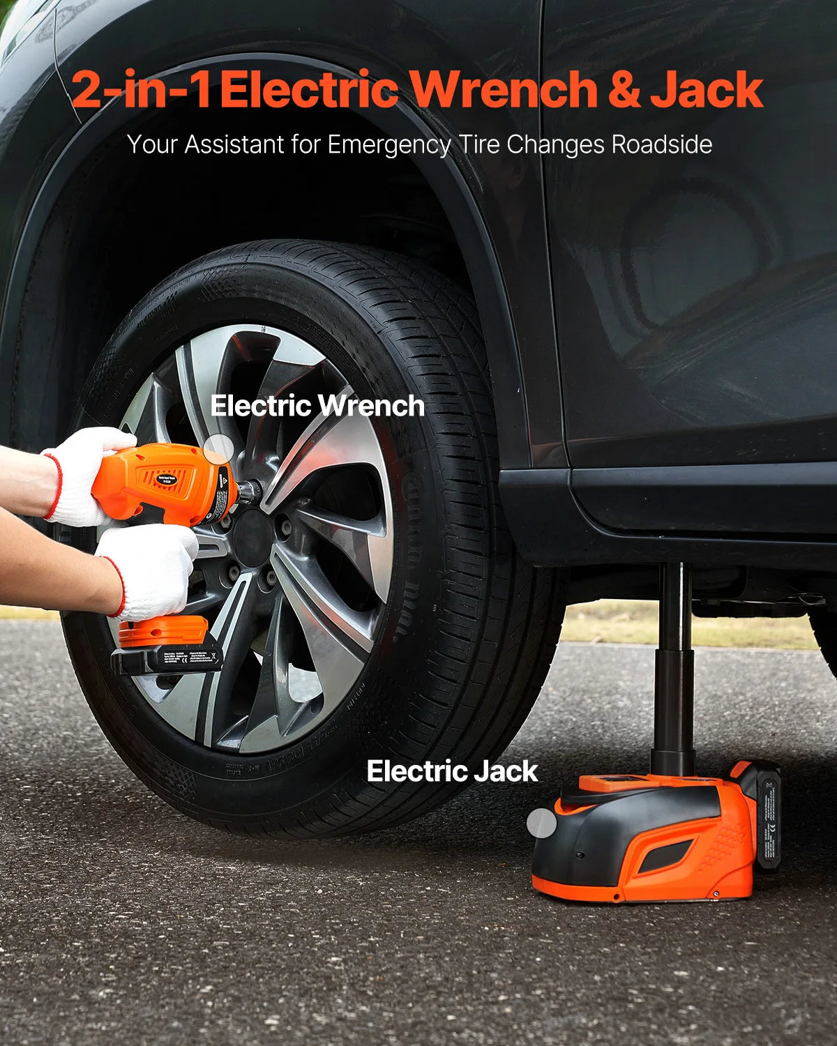 Kit cric elettrico 5T con chiave a impulsi, LED e telecomando