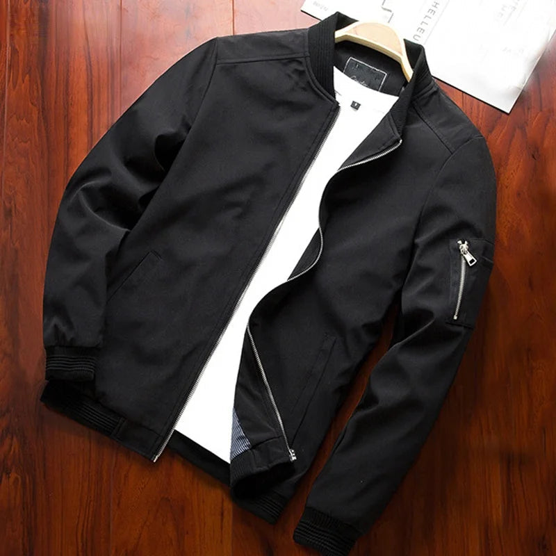 Men Bomber Jacket Thin Slim Long Sleeve baseball Jackets Mens Windbreaker Zipper Windbreaker Jacket Male Outwear Brand Clothing 