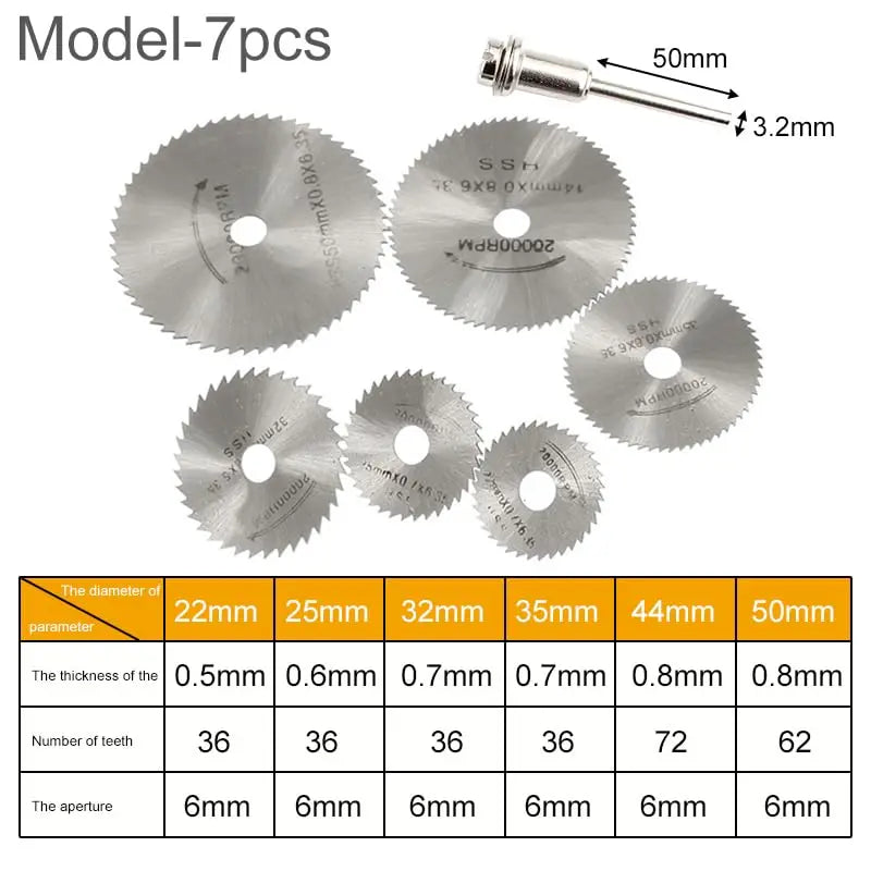 Mini HSS Metal Cutter Circular Saw Disc Wheel Blade Woodworking Durable Precision Cut Mandrel Mini Rotary Tool Accssory Set