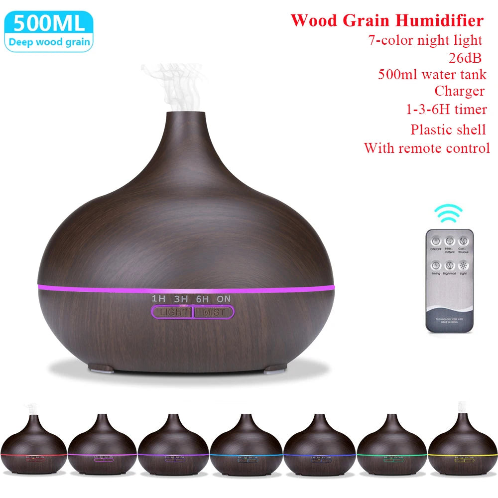 Humidificador ultrassónico e difusor de aromas com controlo remoto