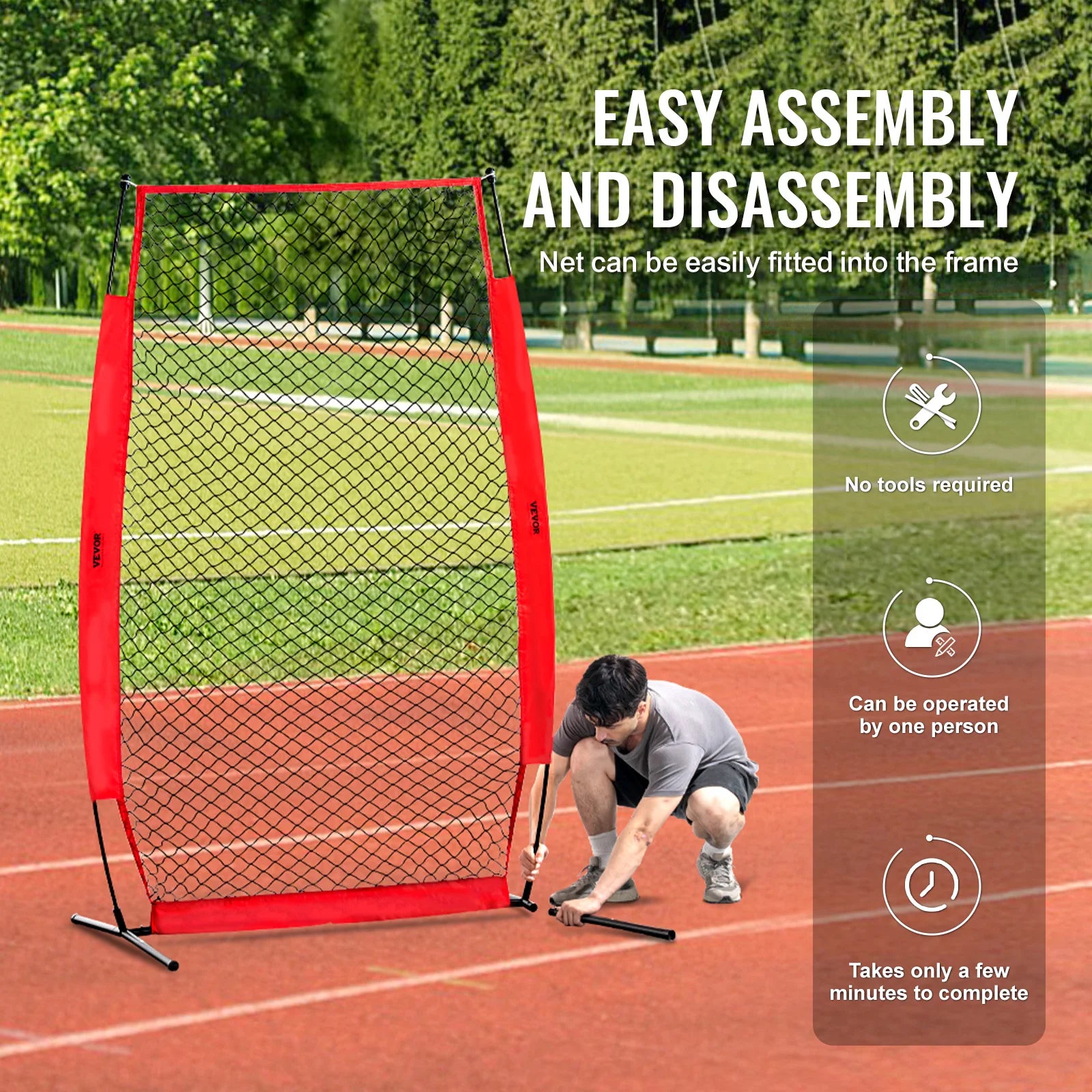 SucceBuy Baseball Screen for Batting CageBaseball & Softball Safety Screen Body Protector Portable Batting Screen Bag Red Black