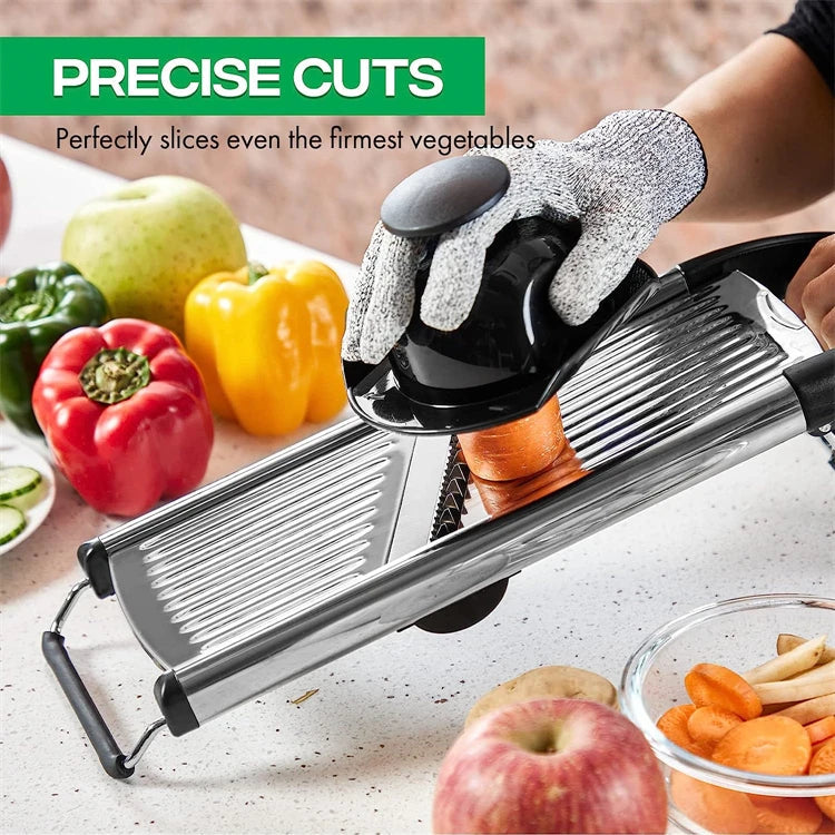LMETJMA Adjustable Mandoline Slicer Stainless Steel Vegetable Slicer Chopper Cutter for Potato Tomato Onion Carrot JT213 