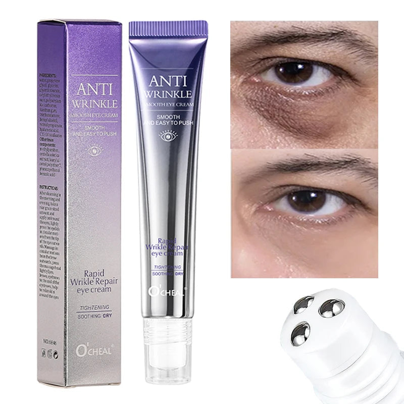 O'CHEAL Anti Wrinkle Anti Dark Circle Eye Cream Roller Massager Moisturizing Eye Bags Anti Aging Hyaluronic Acid Eye Skin Care 