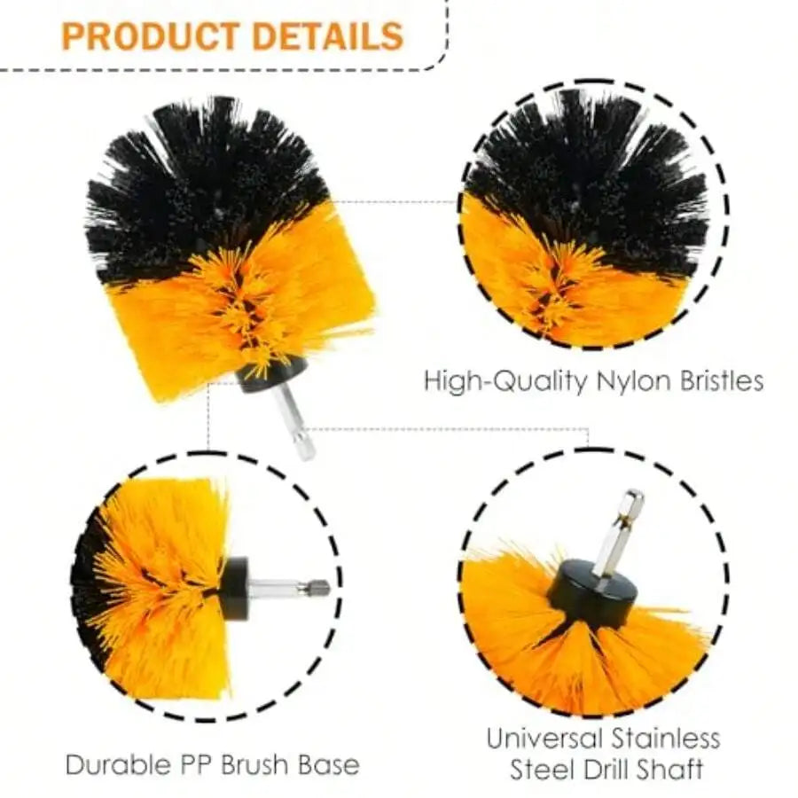 18-Piece Drill Brush Cleaning Set for Bathroom, Tile & Wheels