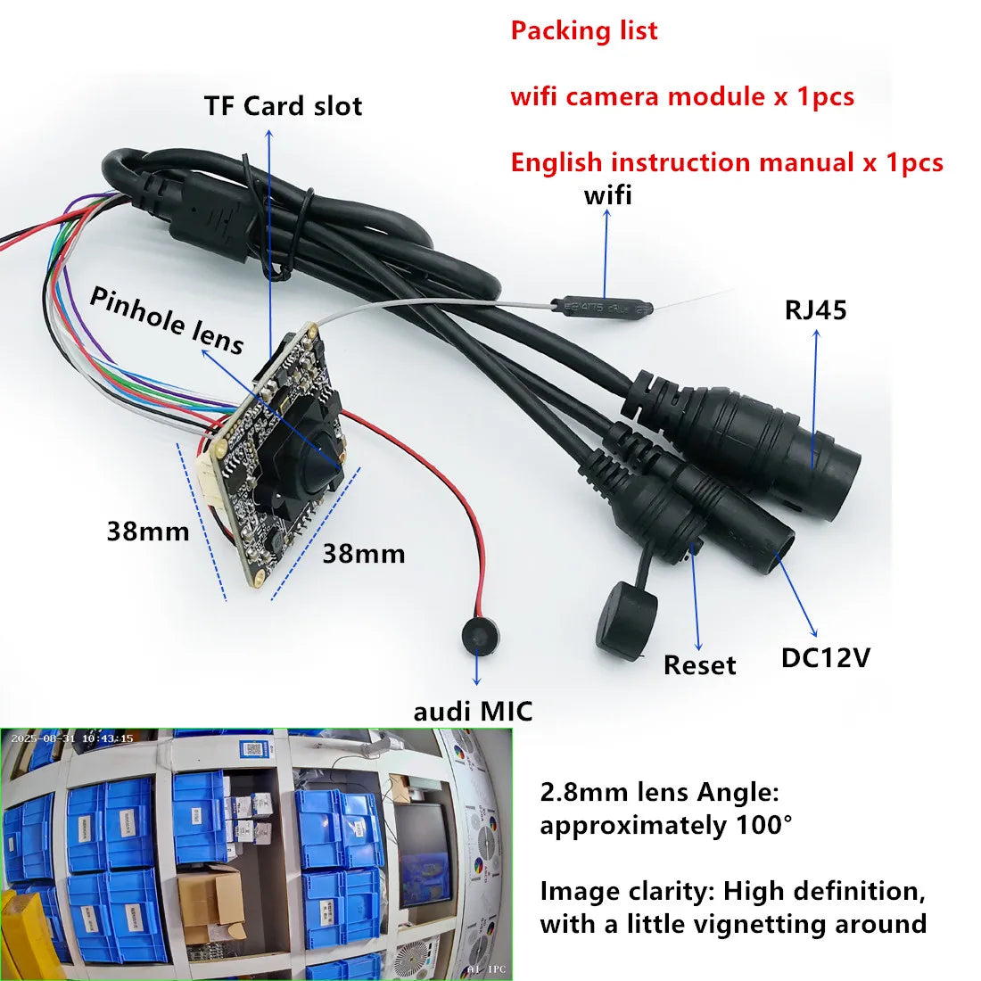 Mini WiFi IP Camera Module 2MP/5MP 1080P with Audio