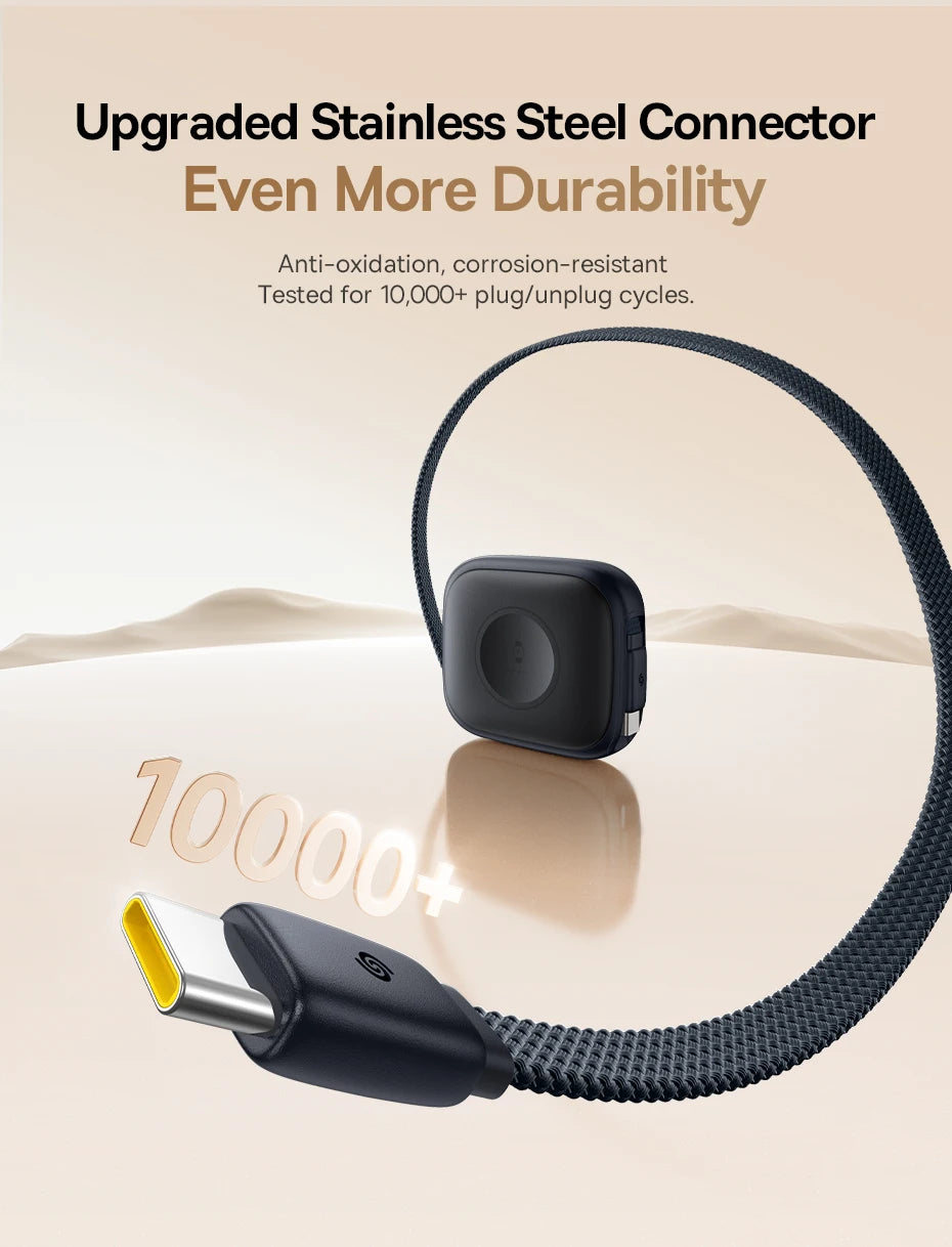 100W Retractable USB-C Fast Charging Cable with Magnetic Design