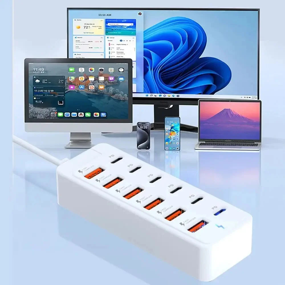 Twelve-Port USB-A and USB-C Desktop Hub