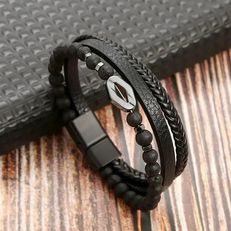 Classic Men's Leather Bracelet New Style Hand-woven Multi-layer Combination Accessory Fashion Man Jewelry Wholesale Dropshipping 