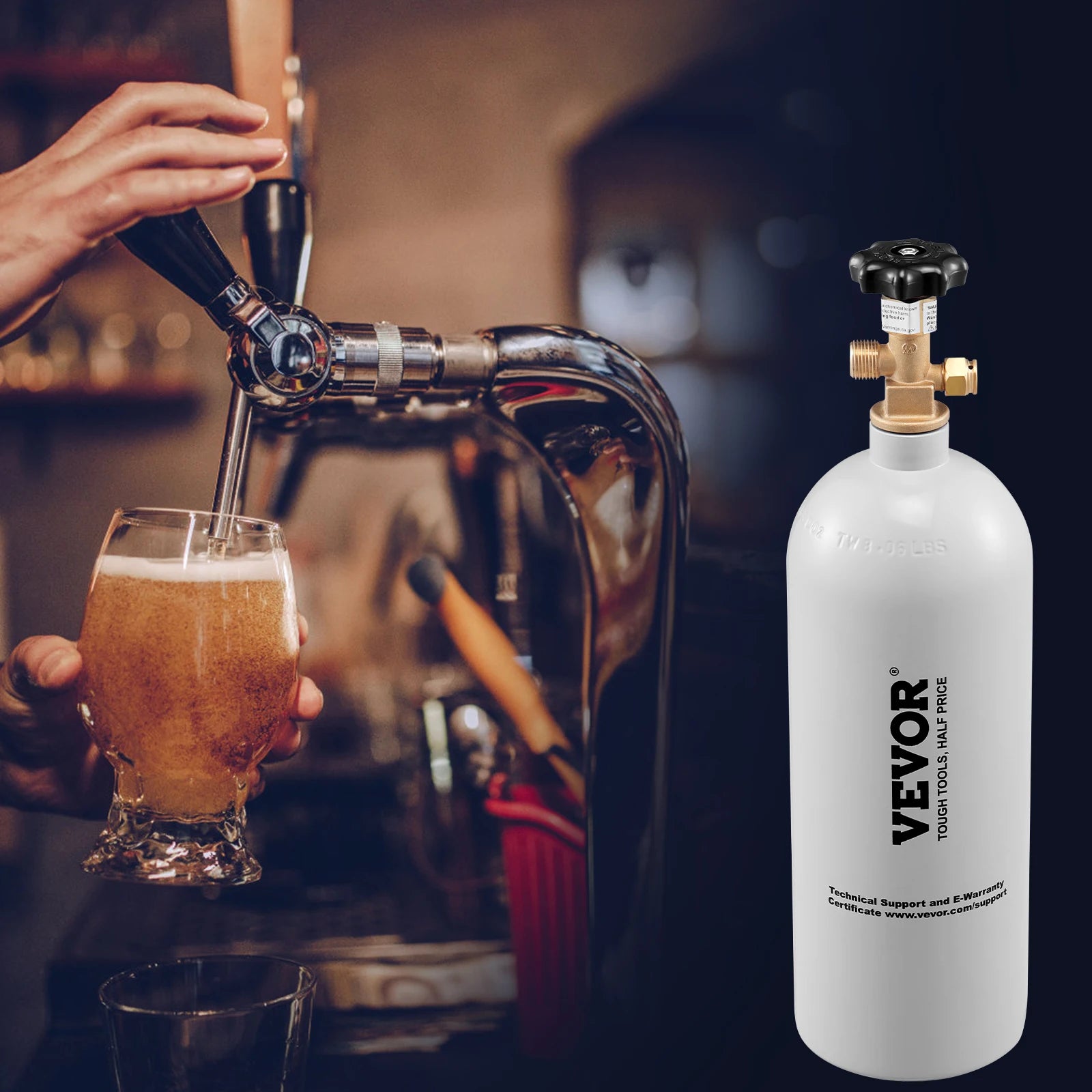 CO2 Regulator & 5lb Tank for Draft Beer with Adjustable Pressure
