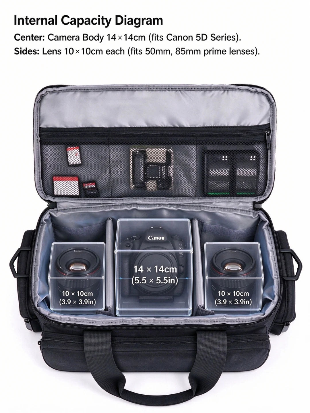 Camera Bag Travel Camera Shoulder Bag Water-resistant Shock-proof for Mirrorless Camera W/ Removable Dividers and Shoulder Strap