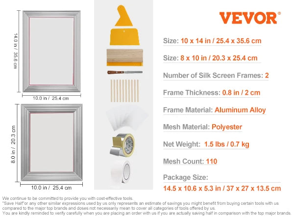 SucceBuy Screen Printing Kit with Aluminum Frames and Mesh